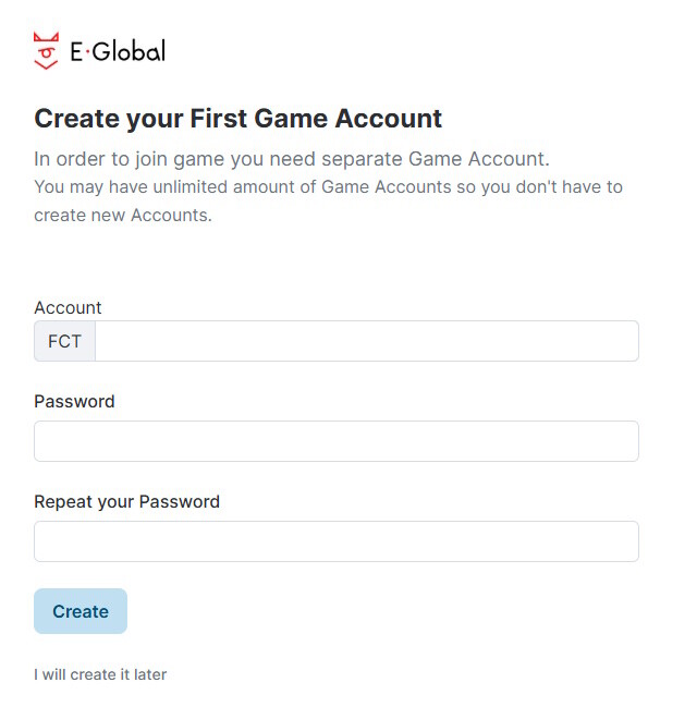 Create Game Account MasterWork