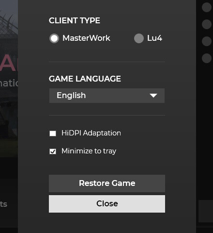 Launcher Settings MasterWork